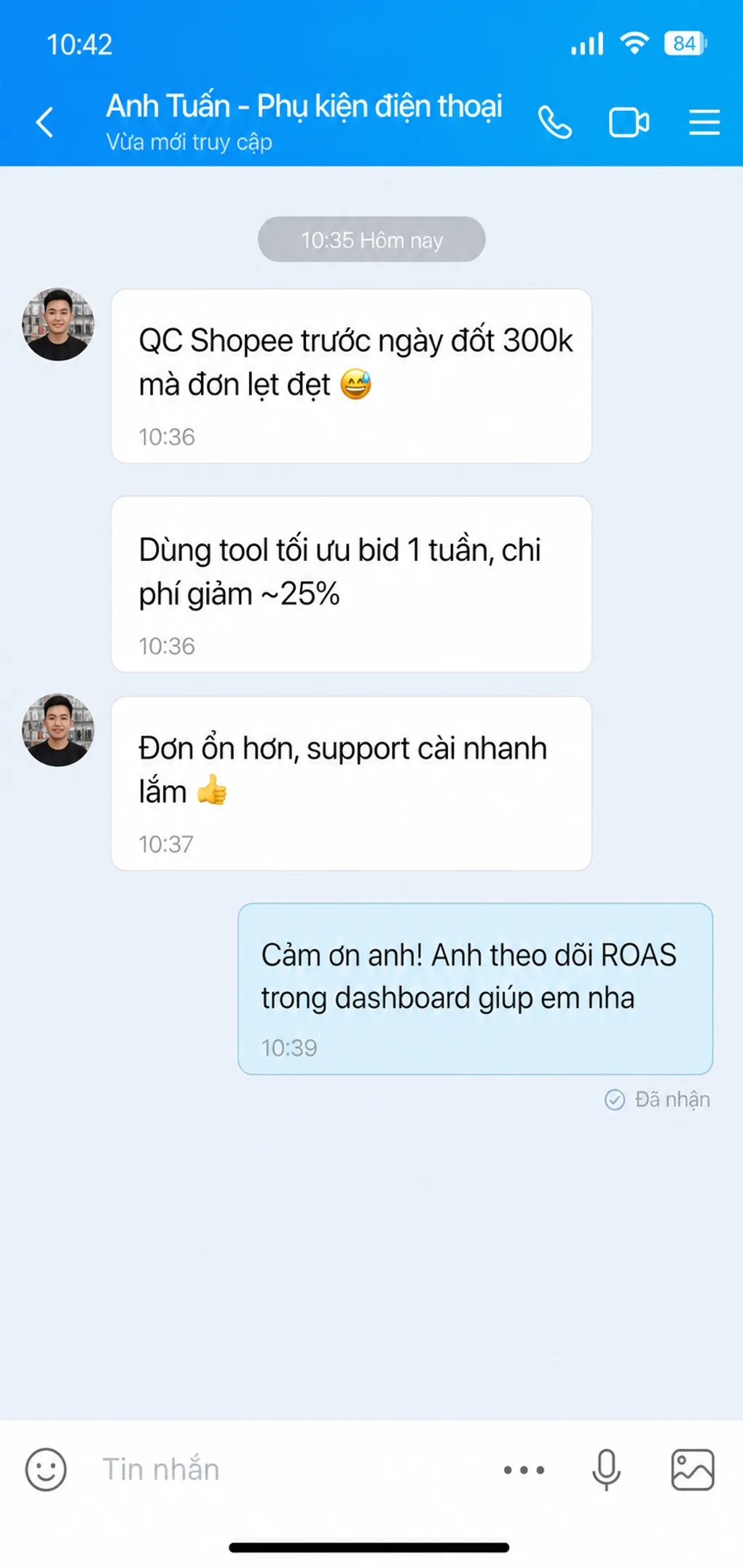 Phản hồi Zalo về tối ưu quảng cáo Shopee
